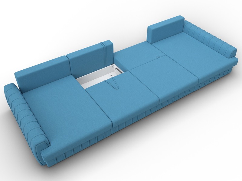 Диван П-образный Лига-057 НПБ Лонг, Рогожка, Амур 10 голубой