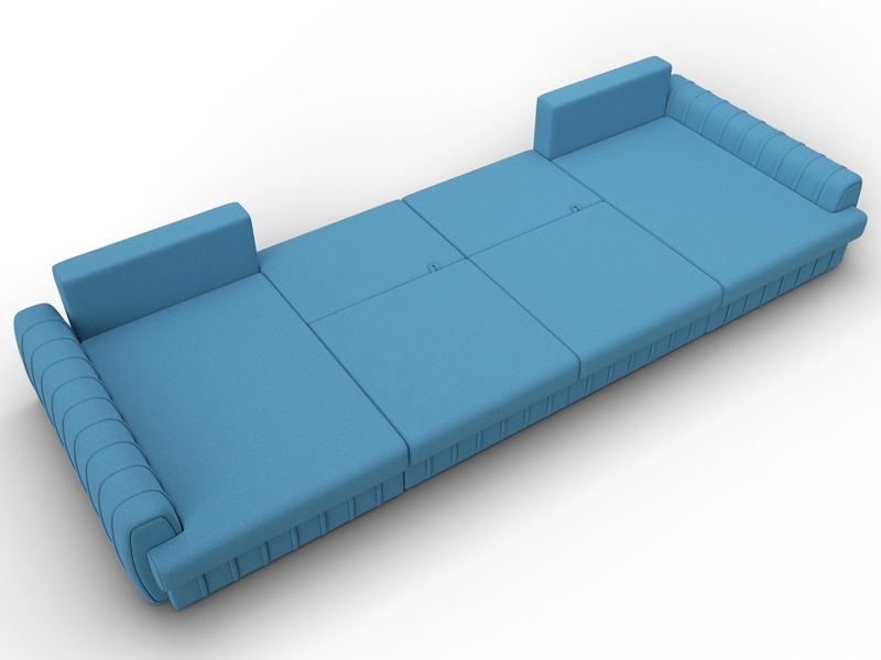 Диван П-образный Лига-057 НПБ Лонг, Рогожка, Амур 10 голубой