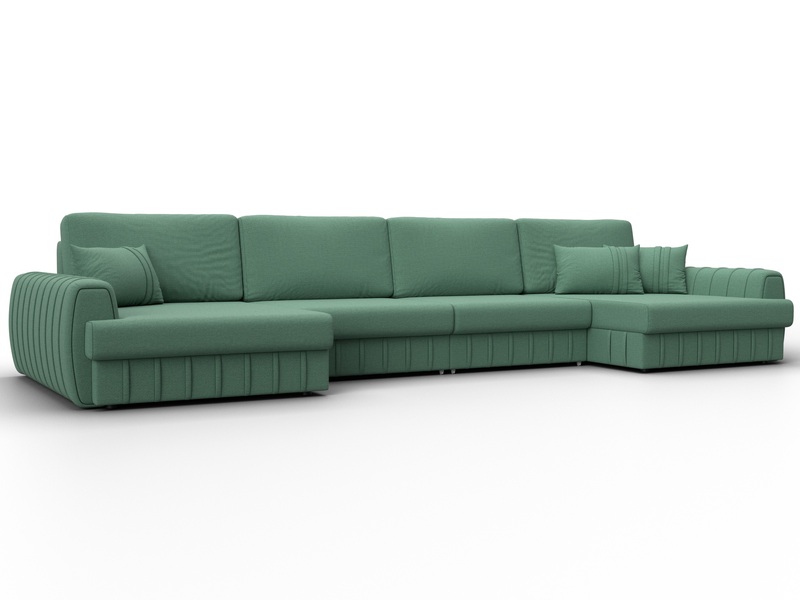 Диван П-образный Лига-057 НПБ Лонг, Рогожка, Амур 11 зеленый