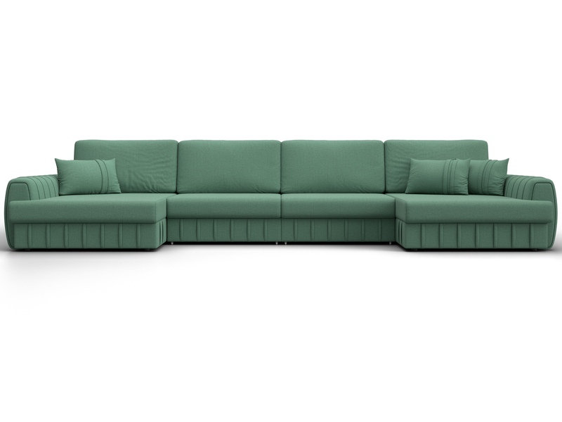 Диван П-образный Лига-057 НПБ Лонг, Рогожка, Амур 11 зеленый