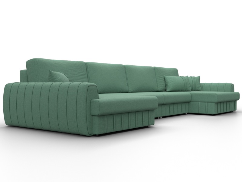 Диван П-образный Лига-057 НПБ Лонг, Рогожка, Амур 11 зеленый