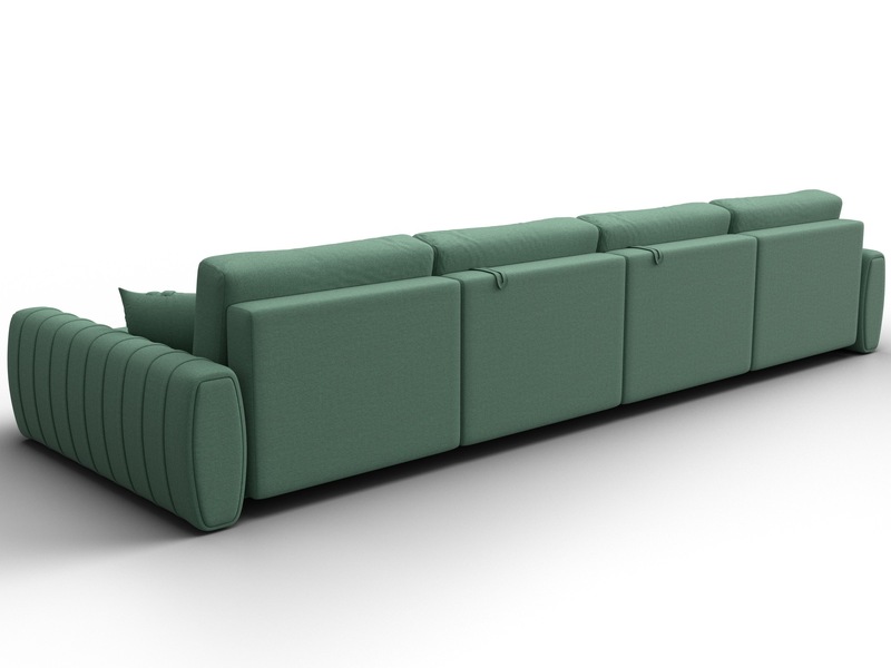 Диван П-образный Лига-057 НПБ Лонг, Рогожка, Амур 11 зеленый