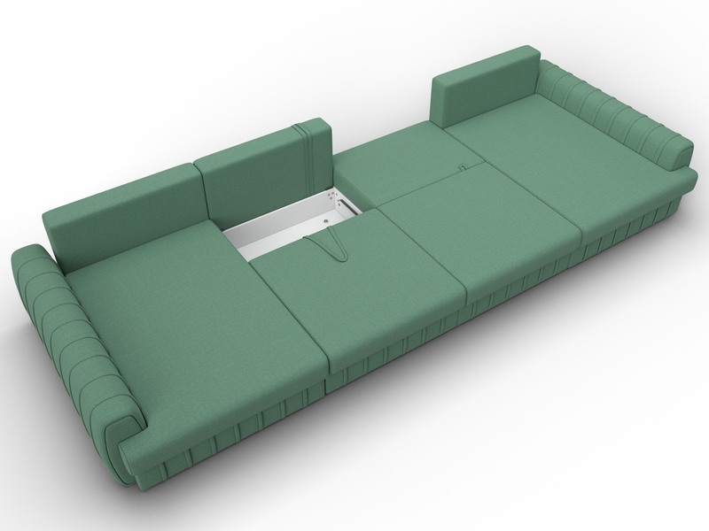 Диван П-образный Лига-057 НПБ Лонг, Рогожка, Амур 11 зеленый