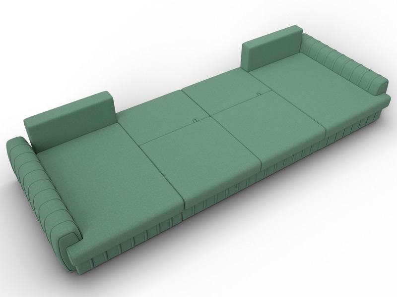 Диван П-образный Лига-057 НПБ Лонг, Рогожка, Амур 11 зеленый