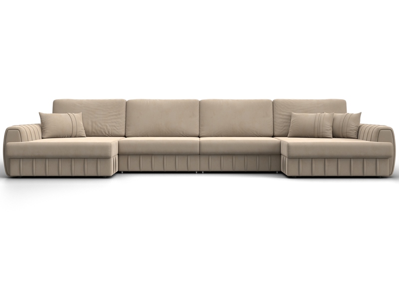 Диван П-образный Лига-057 НПБ Лонг, Велюр, SEVEN 729 бежевый