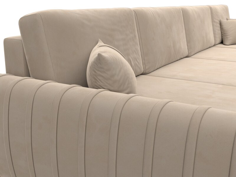 Диван П-образный Лига-057 НПБ Лонг, Велюр, SEVEN 729 бежевый