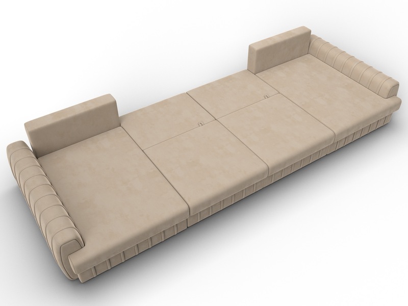 Диван П-образный Лига-057 НПБ Лонг, Велюр, SEVEN 729 бежевый