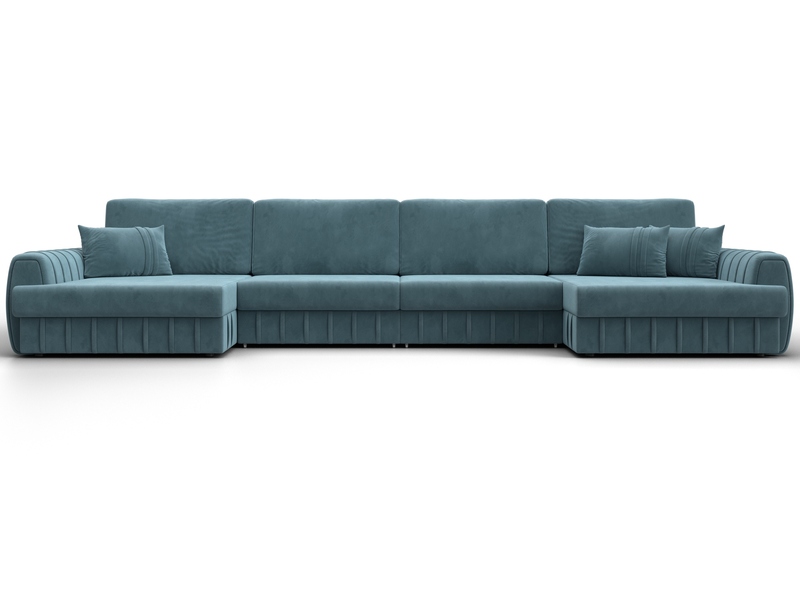 Диван П-образный Лига-057 НПБ Лонг, Велюр, SEVEN 113 бирюзовый