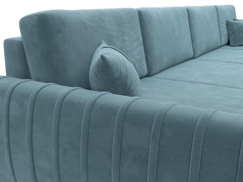 Диван П-образный Лига-057 НПБ Лонг, Велюр, SEVEN 113 бирюзовый