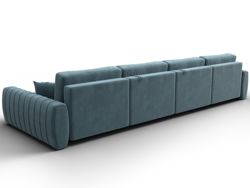 Диван П-образный Лига-057 НПБ Лонг, Велюр, SEVEN 113 бирюзовый