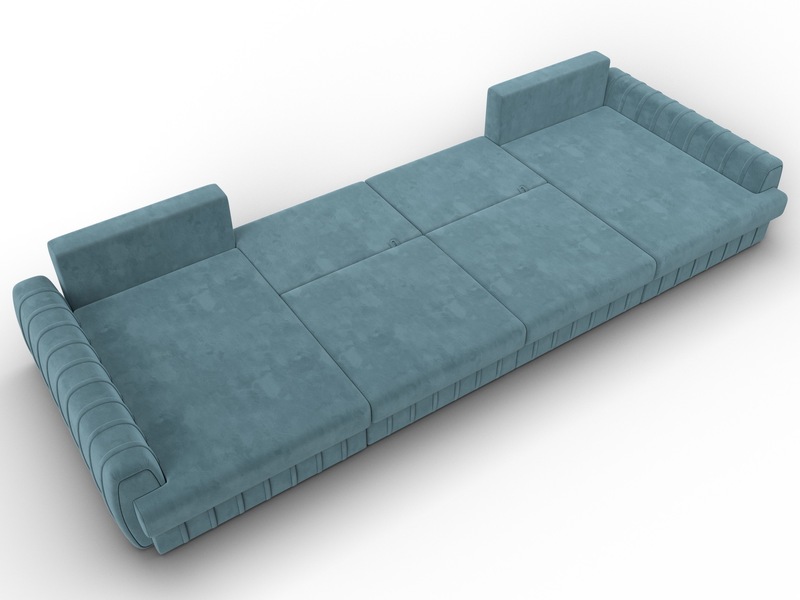 Диван П-образный Лига-057 НПБ Лонг, Велюр, SEVEN 113 бирюзовый