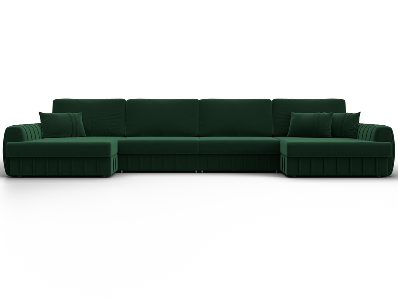 Диван П-образный Лига-057 НПБ Лонг, Велюр, SEVEN 626 зеленый