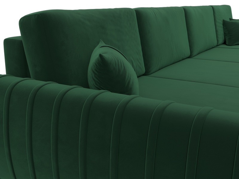 Диван П-образный Лига-057 НПБ Лонг, Велюр, SEVEN 626 зеленый