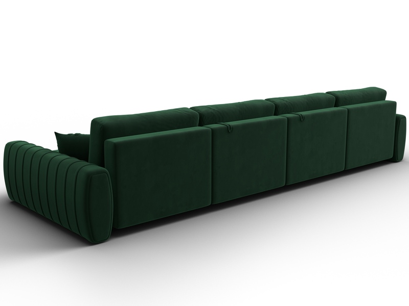 Диван П-образный Лига-057 НПБ Лонг, Велюр, SEVEN 626 зеленый