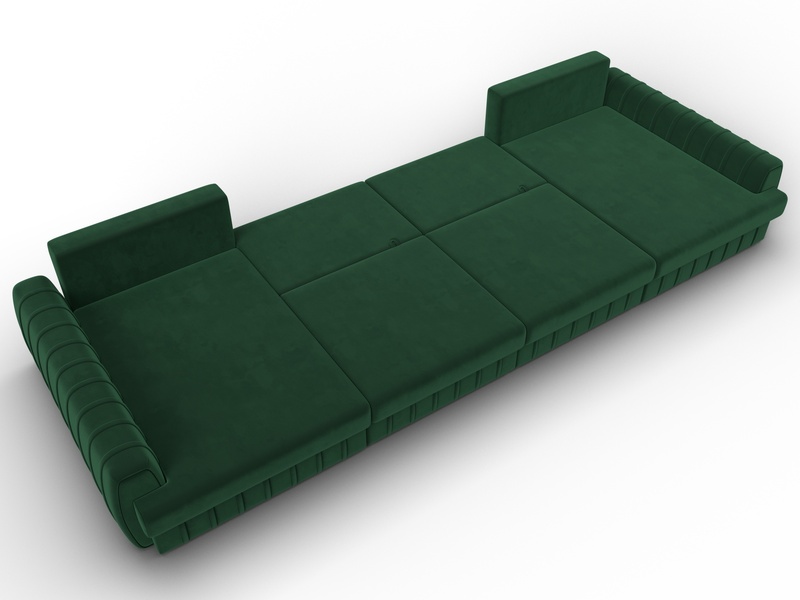 Диван П-образный Лига-057 НПБ Лонг, Велюр, SEVEN 626 зеленый