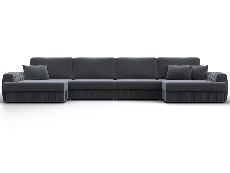 Диван П-образный Лига-057 НПБ Лонг, Велюр, SEVEN 17 серый