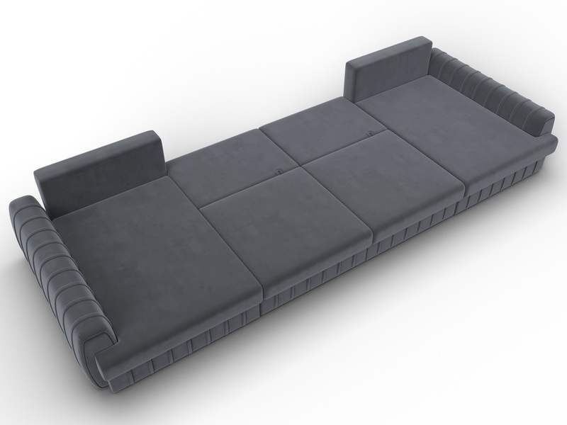 Диван П-образный Лига-057 НПБ Лонг, Велюр, SEVEN 17 серый