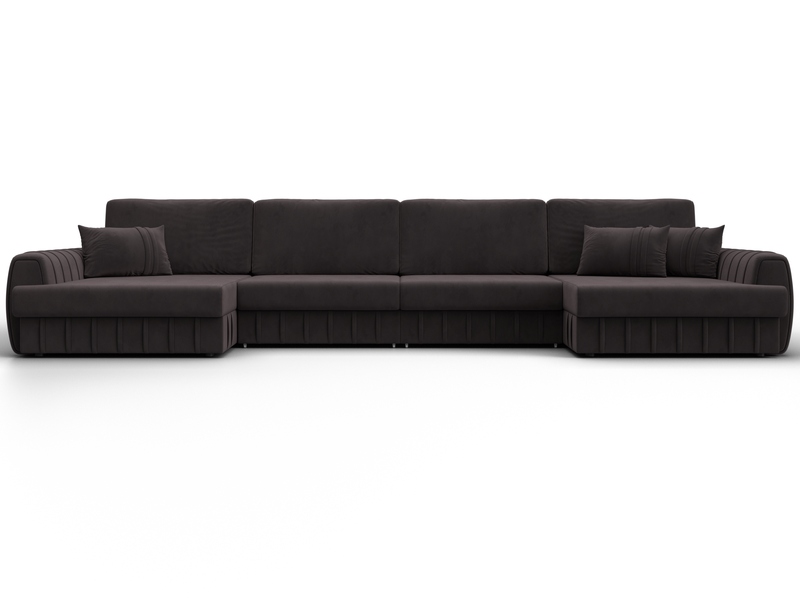 Диван П-образный Лига-057 НПБ Лонг, Велюр, SEVEN 727 коричневый