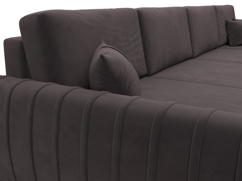 Диван П-образный Лига-057 НПБ Лонг, Велюр, SEVEN 727 коричневый