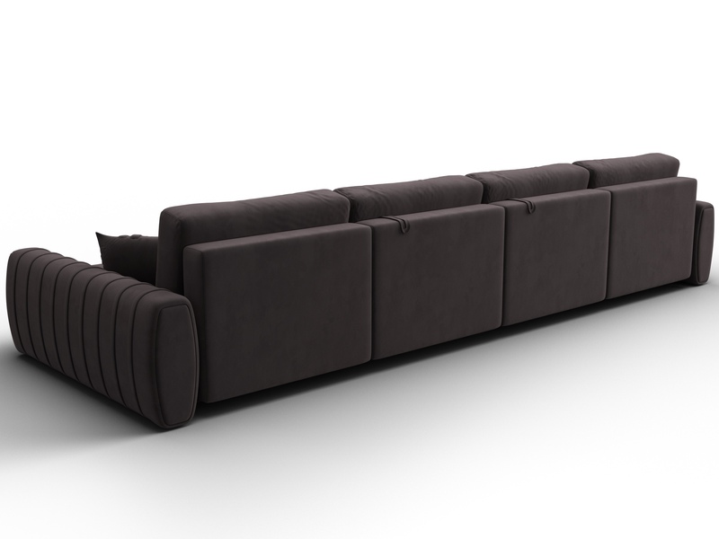 Диван П-образный Лига-057 НПБ Лонг, Велюр, SEVEN 727 коричневый