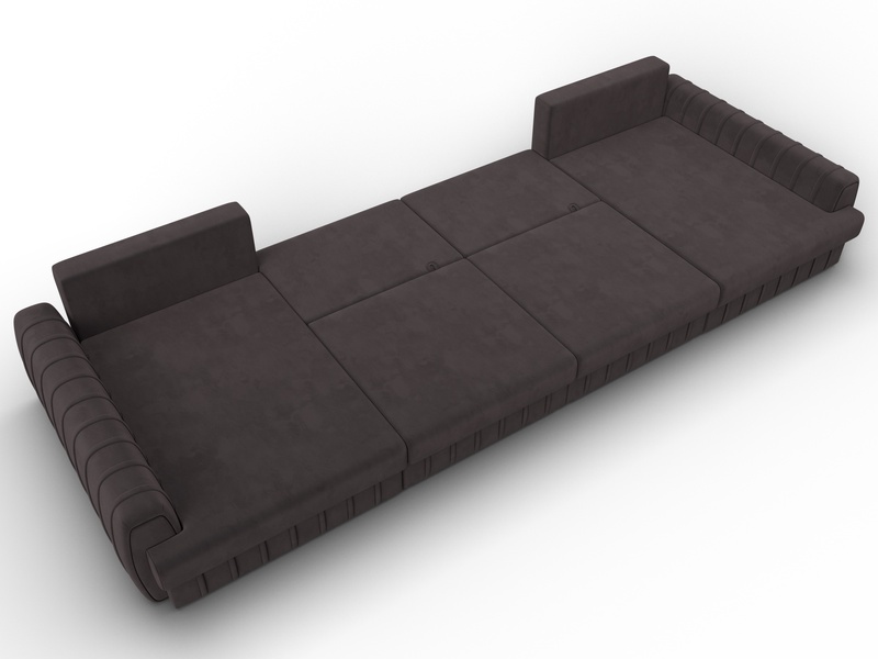 Диван П-образный Лига-057 НПБ Лонг, Велюр, SEVEN 727 коричневый