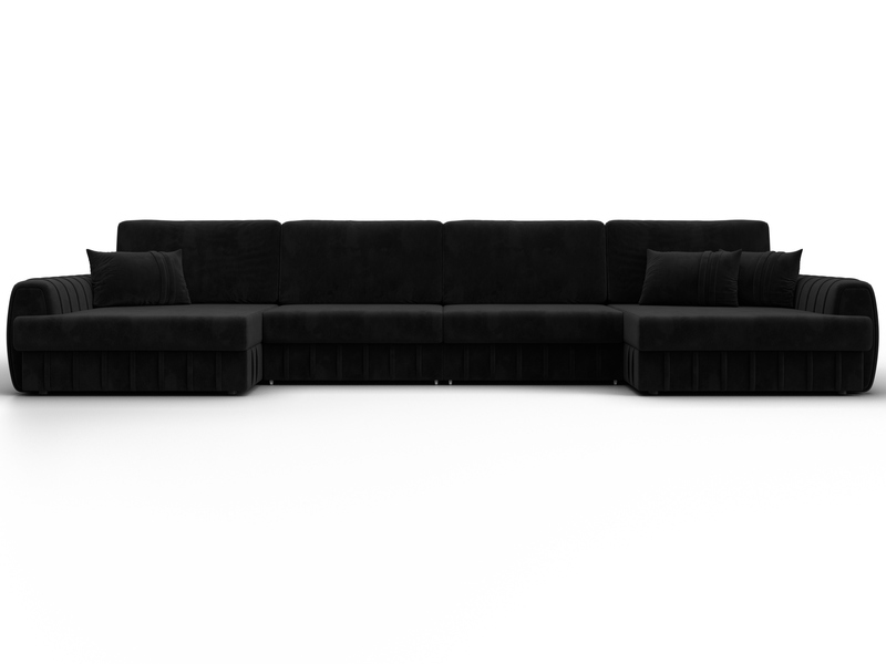 Диван П-образный Лига-057 НПБ Лонг, Велюр, SEVEN 35 черный