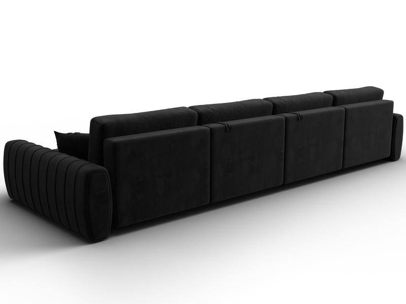 Диван П-образный Лига-057 НПБ Лонг, Велюр, SEVEN 35 черный