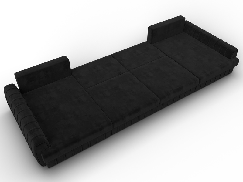 Диван П-образный Лига-057 НПБ Лонг, Велюр, SEVEN 35 черный