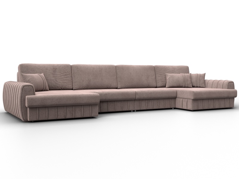 Диван П-образный Лига-057 НПБ Лонг, Велюр, TOWER 05 бежевый