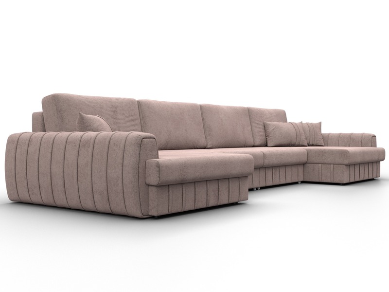 Диван П-образный Лига-057 НПБ Лонг, Велюр, TOWER 05 бежевый