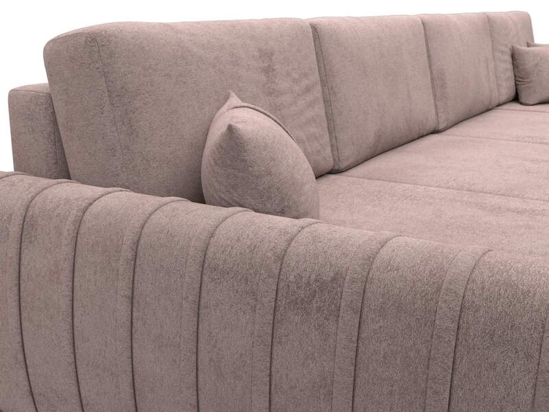 Диван П-образный Лига-057 НПБ Лонг, Велюр, TOWER 05 бежевый