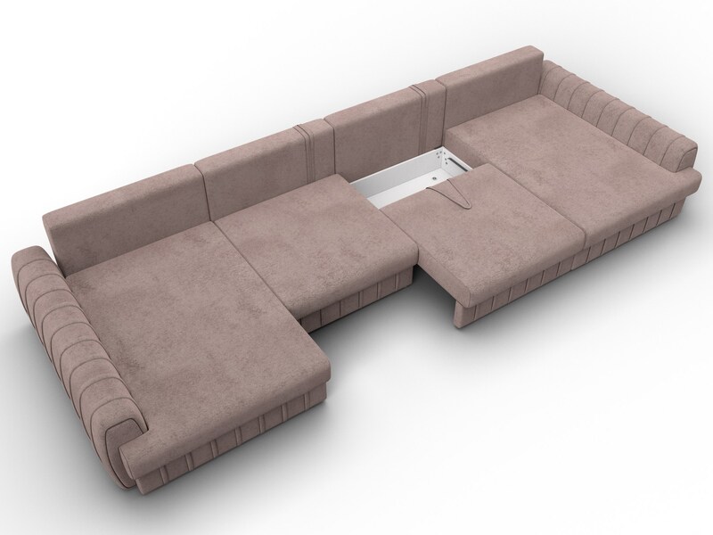 Диван П-образный Лига-057 НПБ Лонг, Велюр, TOWER 05 бежевый