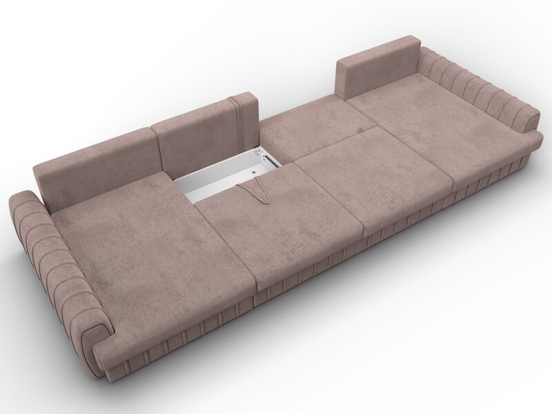 Диван П-образный Лига-057 НПБ Лонг, Велюр, TOWER 05 бежевый