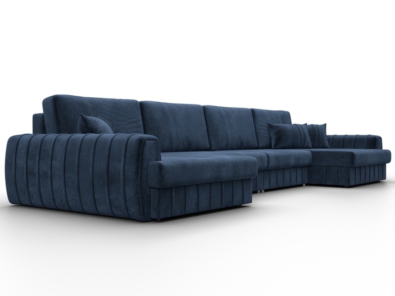 Диван П-образный Лига-057 НПБ Лонг, Велюр, TOWER 13 синий