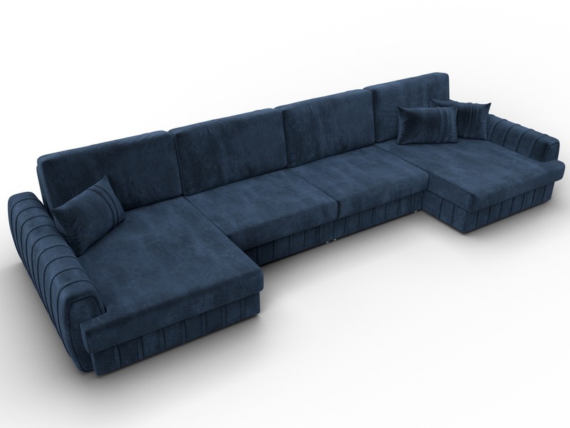 Диван П-образный Лига-057 НПБ Лонг, Велюр, TOWER 13 синий