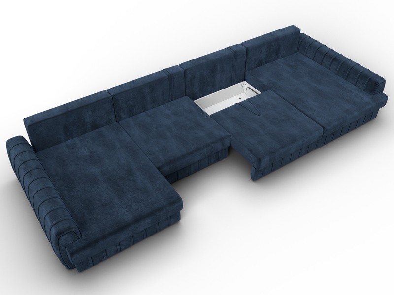 Диван П-образный Лига-057 НПБ Лонг, Велюр, TOWER 13 синий