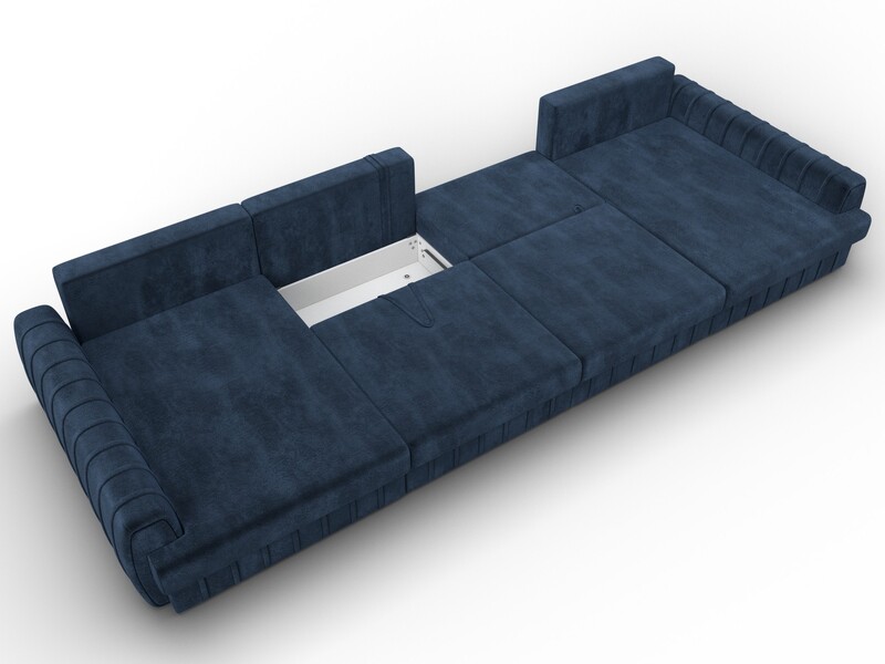 Диван П-образный Лига-057 НПБ Лонг, Велюр, TOWER 13 синий