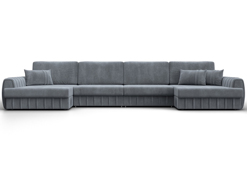 Диван П-образный Лига-057 НПБ Лонг, Велюр, TOWER 10 серый