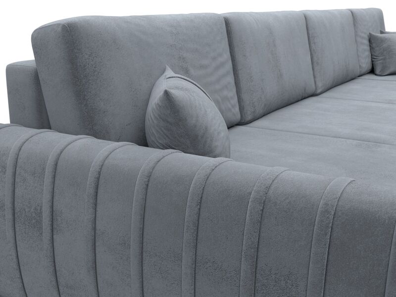 Диван П-образный Лига-057 НПБ Лонг, Велюр, TOWER 10 серый