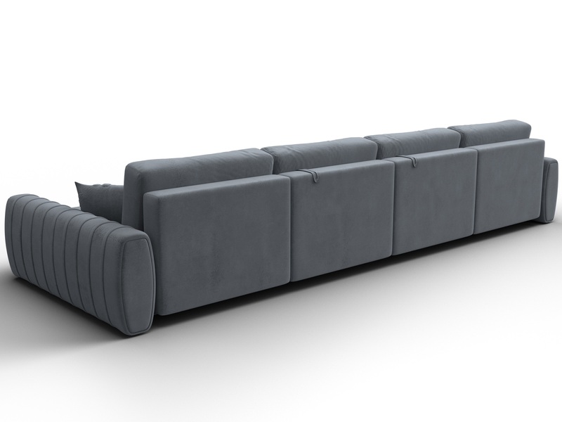 Диван П-образный Лига-057 НПБ Лонг, Велюр, TOWER 10 серый