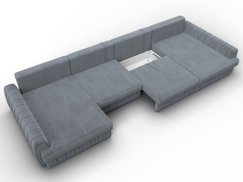 Диван П-образный Лига-057 НПБ Лонг, Велюр, TOWER 10 серый