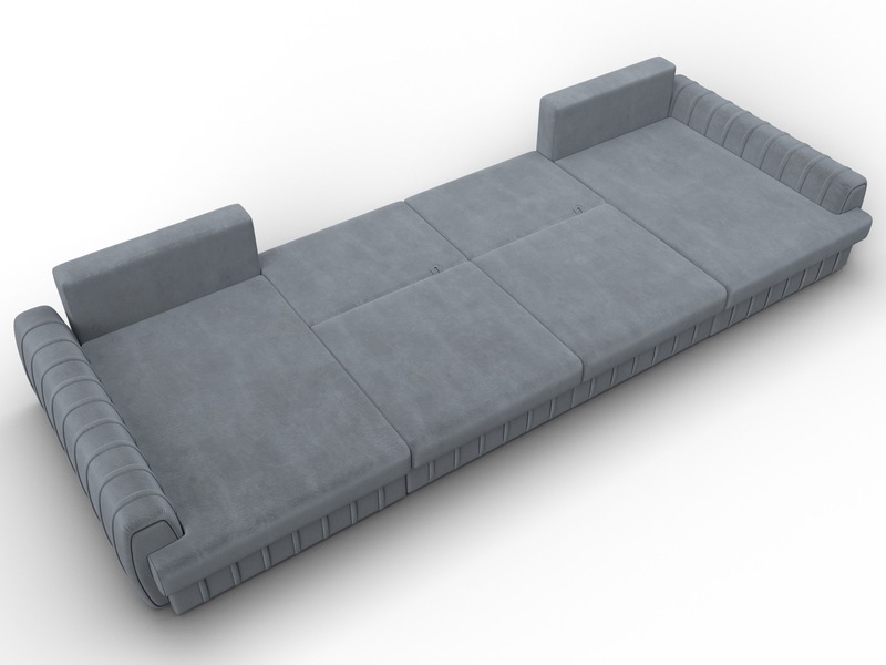 Диван П-образный Лига-057 НПБ Лонг, Велюр, TOWER 10 серый