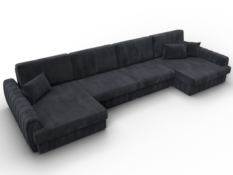 Диван П-образный Лига-057 НПБ Лонг, Велюр, TOWER 11 темно-серый