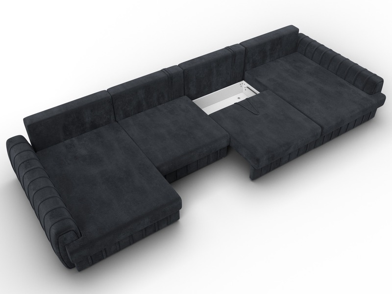 Диван П-образный Лига-057 НПБ Лонг, Велюр, TOWER 11 темно-серый