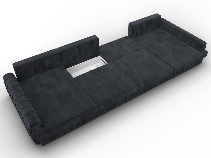 Диван П-образный Лига-057 НПБ Лонг, Велюр, TOWER 11 темно-серый