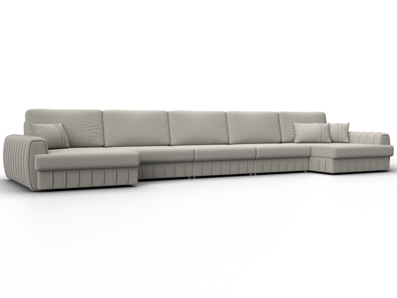 Диван П-образный Лига-057 НПБ МегаЛонг, Рогожка, Амур 02 бежевый