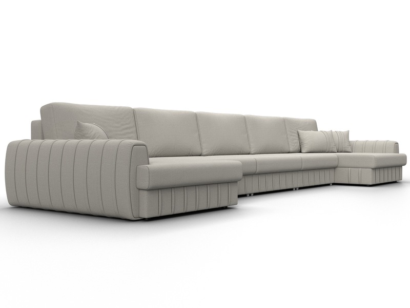 Диван П-образный Лига-057 НПБ МегаЛонг, Рогожка, Амур 02 бежевый