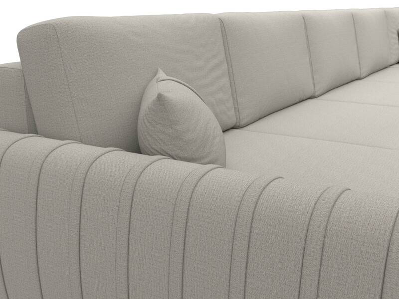 Диван П-образный Лига-057 НПБ МегаЛонг, Рогожка, Амур 02 бежевый