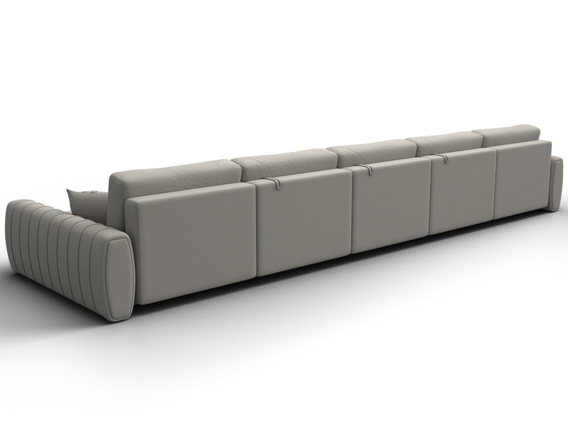 Диван П-образный Лига-057 НПБ МегаЛонг, Рогожка, Амур 02 бежевый