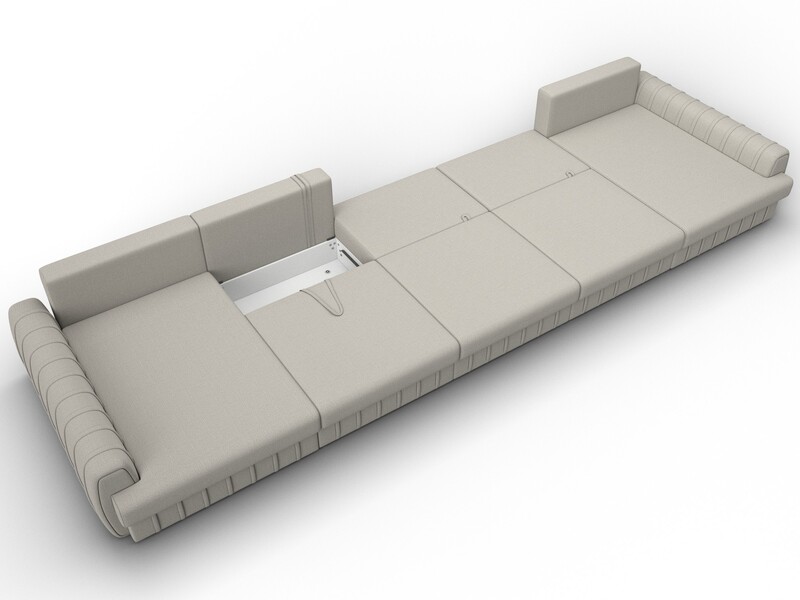 Диван П-образный Лига-057 НПБ МегаЛонг, Рогожка, Амур 02 бежевый